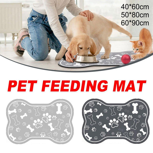 Pet Feeding Mat Non-slip Diatom Mud Absorbent Dirt-resistant Waterproof Placemat - Black-50x80cm