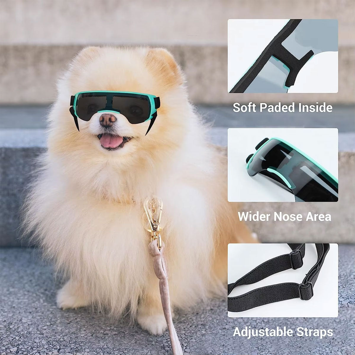 Pet Dog Sunglasses Goggles UV Eye Shield for Small Dogs Outdoor Travel Sunshade - Black