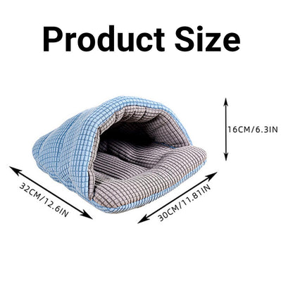 Pet Kennel Sleeping Bag Semi Enclosed Bed for Small Animals Cats and Puppies - Blue