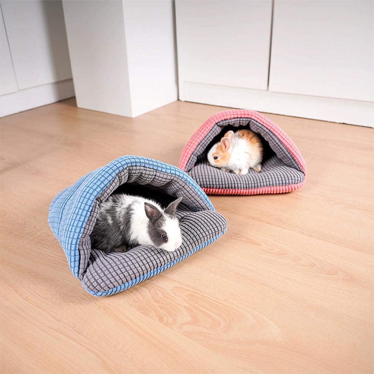 Pet Kennel Sleeping Bag Semi Enclosed Bed for Small Animals Cats and Puppies - Blue