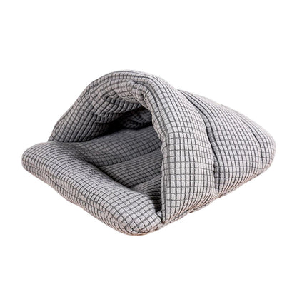 Pet Kennel Sleeping Bag Semi Enclosed Bed for Small Animals Cats and Puppies - Blue