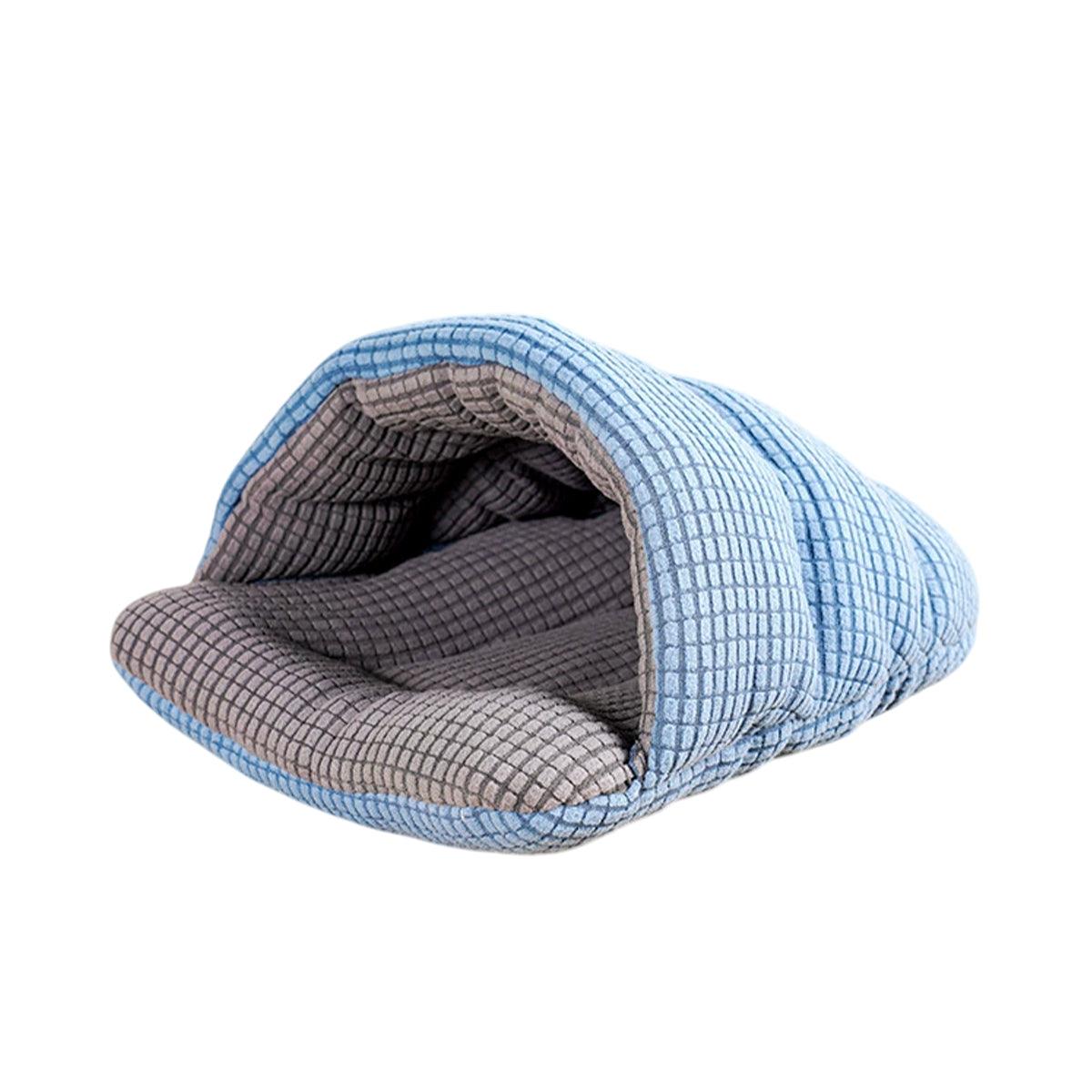 Pet Kennel Sleeping Bag Semi Enclosed Bed for Small Animals Cats and Puppies - Blue
