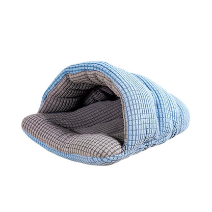 Pet Kennel Sleeping Bag Semi Enclosed Bed for Small Animals Cats and Puppies - Grey