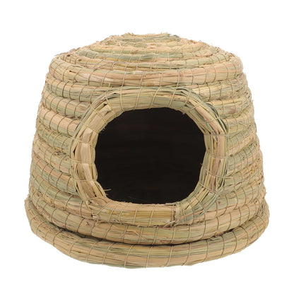 Rabbit Grass Nest Small Pet Breeding Hideout Natural Straw House For Hamster Use