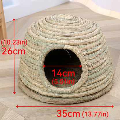 Rabbit Grass Nest Small Pet Breeding Hideout Natural Straw House For Hamster Use