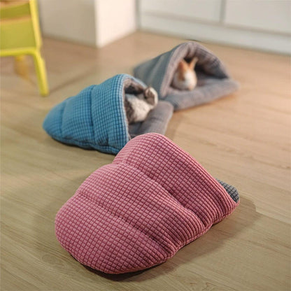 Pet Kennel Sleeping Bag Semi Enclosed Bed for Small Animals Cats and Puppies - Pink