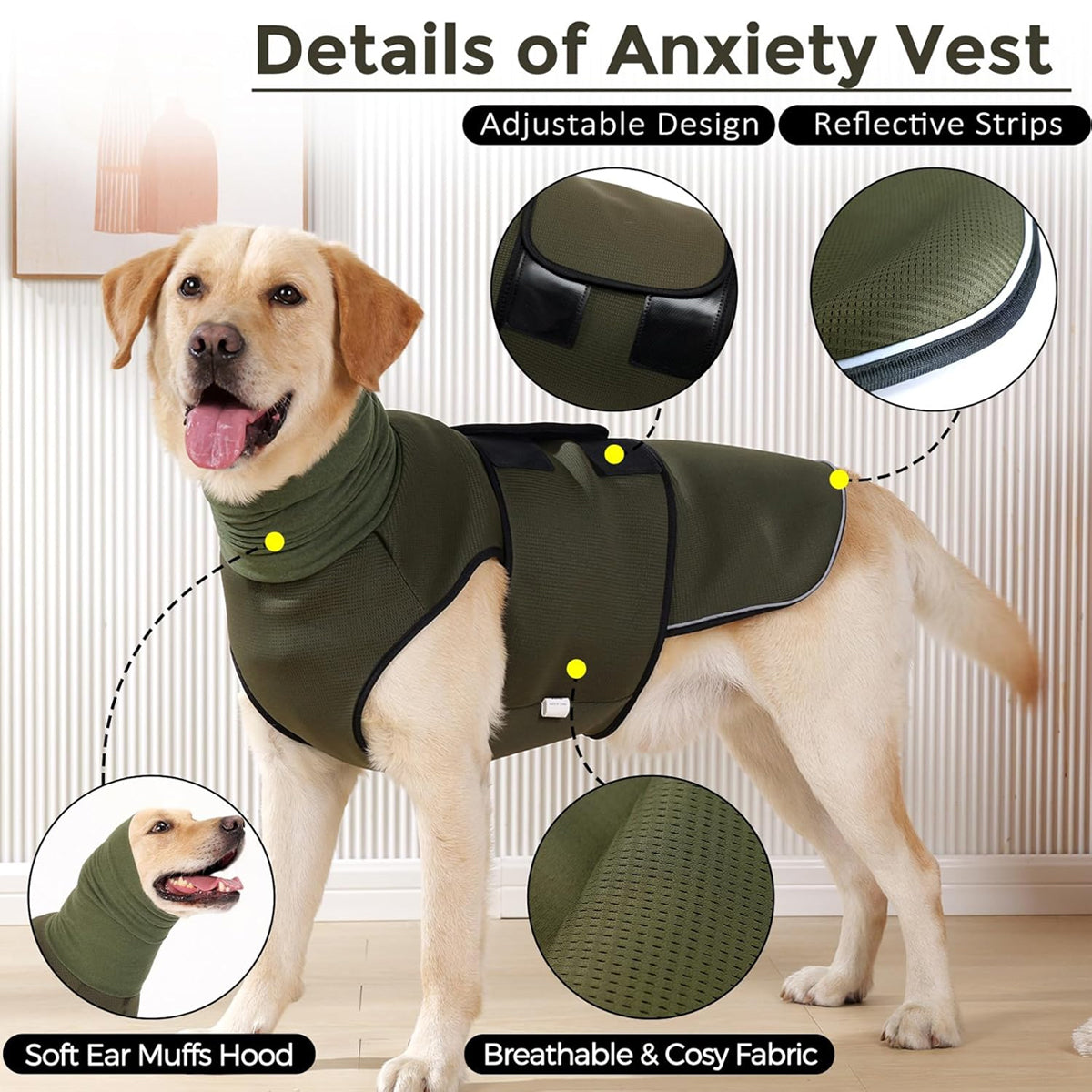 Calming Dog Vest for Stress Relief Travel Thunder Wrap Jacket for Medium Large Dogs - XL