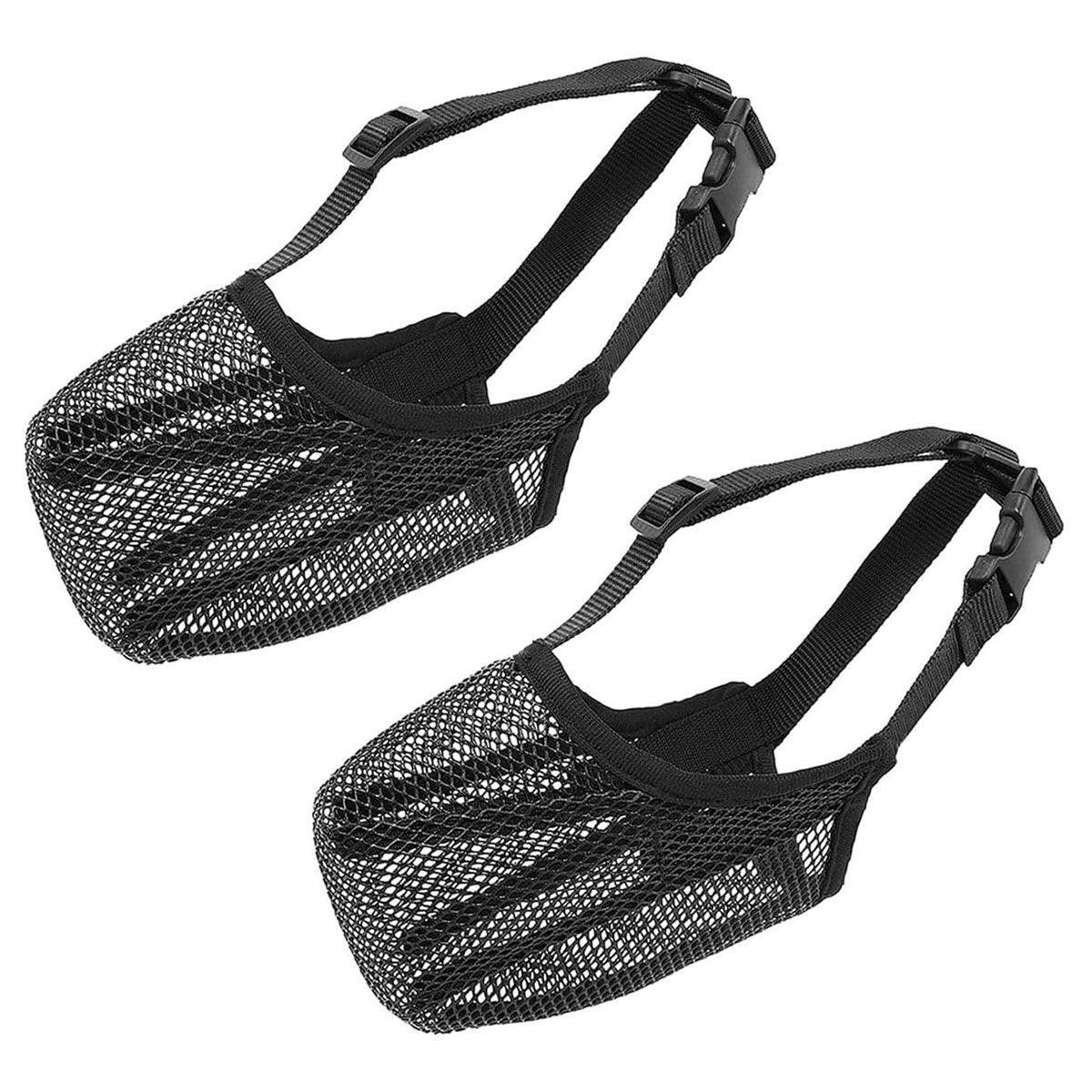 2PCS Adjustable Mesh Pet Dog Muzzle Mask Mouth Cover No Bite Strap Mouth Cover - Grey-XS