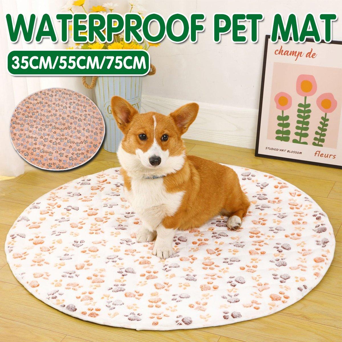Waterproof Dog Pads Round Diaper Pads Pet Training Pads for Puppies and Dogs - White-35cm