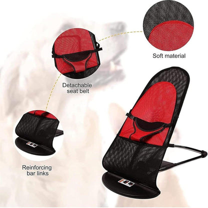 Pet Rocking Chair for Dogs Cats Foldable Pet Bed Portable Sleeping Lounger Chair - Red