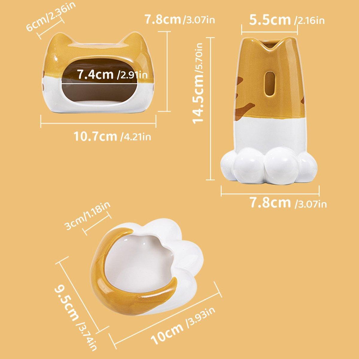 Hamster Porcelain Nest Escape House Tiger Head Bowl Claw Water Bottle Set