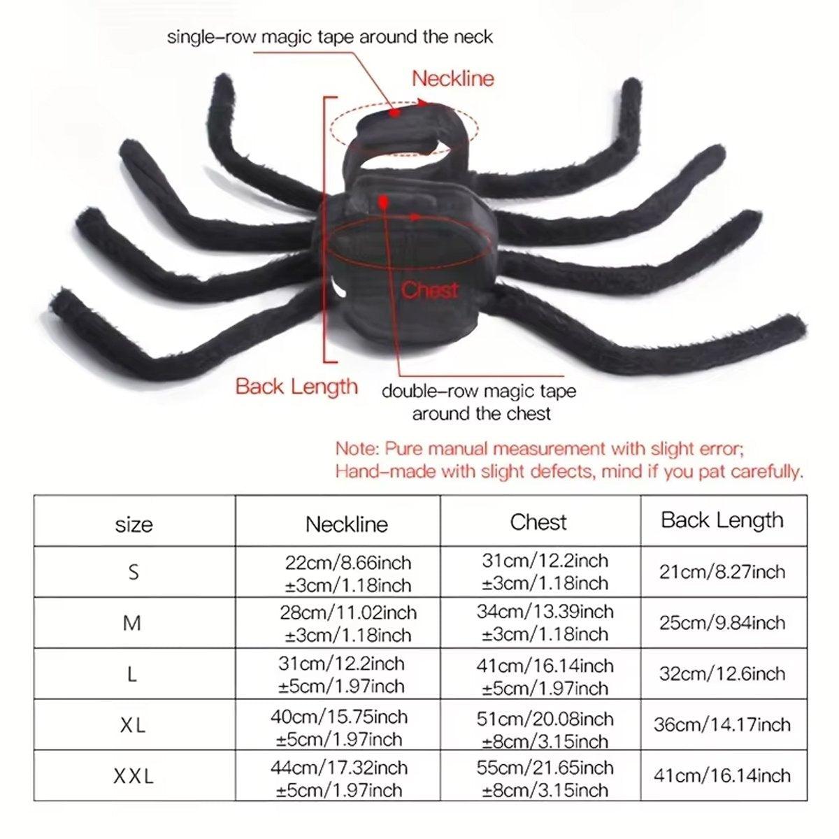 Pet Spooky Big Spider Halloween Costume Dress Up for Dogs Cats and Small Pets - L