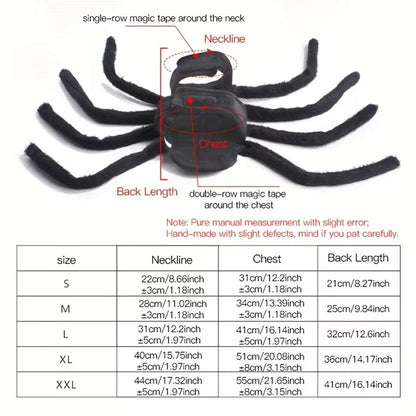 Pet Spooky Big Spider Halloween Costume Dress Up for Dogs Cats and Small Pets - L