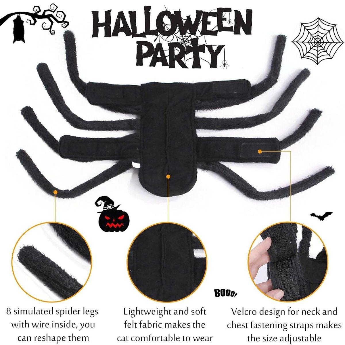 Pet Spooky Big Spider Halloween Costume Dress Up for Dogs Cats and Small Pets - L