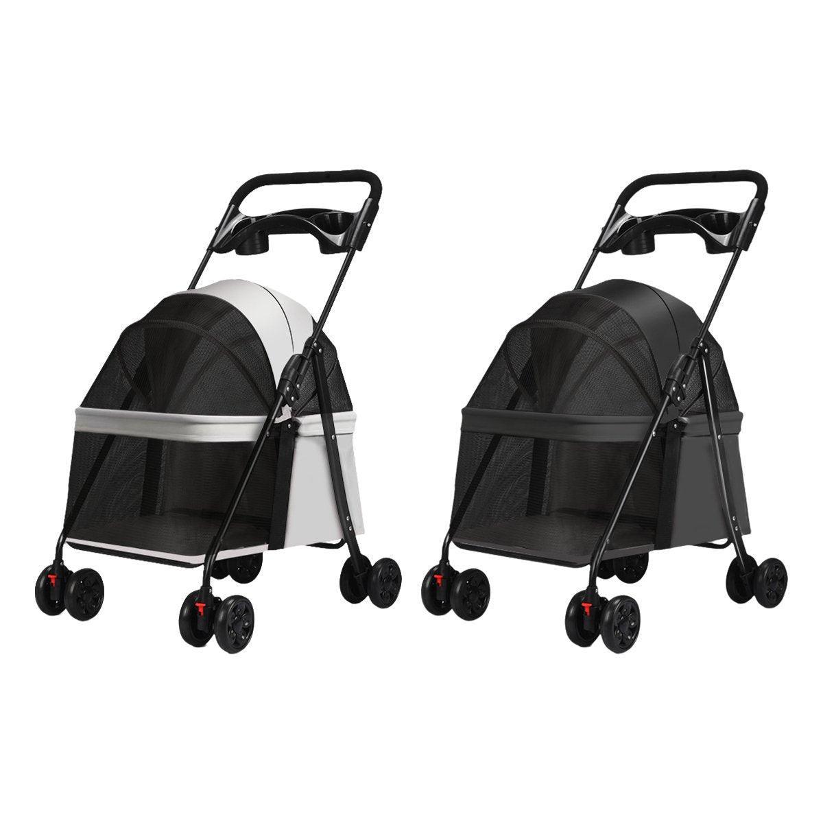 Lightweight Pet Stroller for Cats and Small Dogs Easy Fold Portable Travel Use - Black