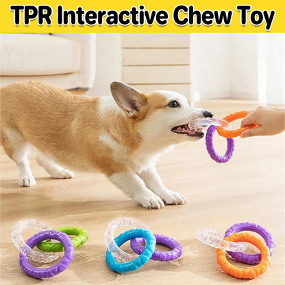 Interactive Dog Toys TRP Rubber Ring Teething Pet Rally Ring Chew Play Fetch - Blue-Purple