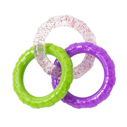Interactive Dog Toys TRP Rubber Ring Teething Pet Rally Ring Chew Play Fetch - Green-Purple