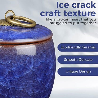 Small Pet Urn for Ashes Memorial Keepsake Urns for Dog Cat Cremation Remains - Sky Blue