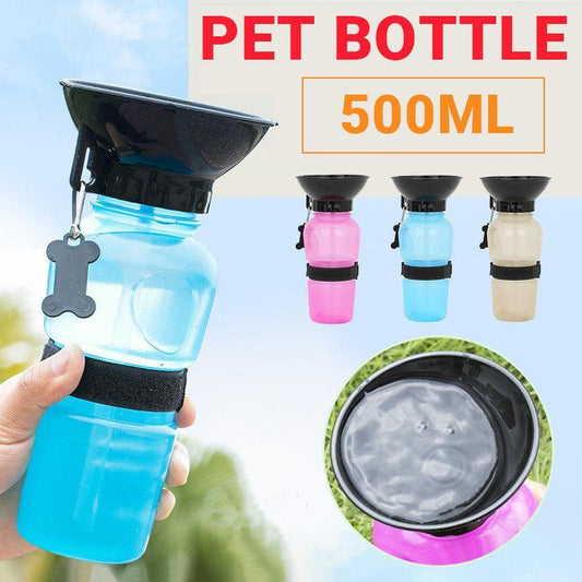500Ml Dog Cat Water Drinking Bottle Detachable Travel Cup Portable Pet Feeder - Blue