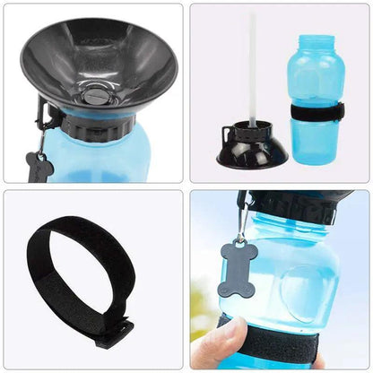 500Ml Dog Cat Water Drinking Bottle Detachable Travel Cup Portable Pet Feeder - Grey