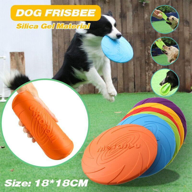 Frisbee Toy for Dogs Outdoor Fetch Training Soft Rubber Pet Flying Disc 18cm - Green