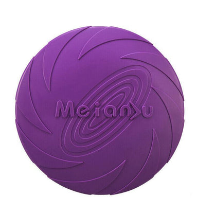 Frisbee Toy for Dogs Outdoor Fetch Training Soft Rubber Pet Flying Disc 18cm - Purple