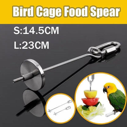 Stainless Steel Bird Parrot Cage Skewer Food Spear Fruit Holder Toy Up To 23Cm - L