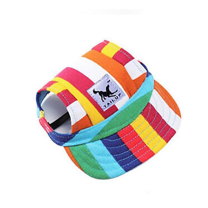 Dog Baseball Cap Outdoor Pet Sun Hat Summer Canvas Visor Puppy XL - Stripe