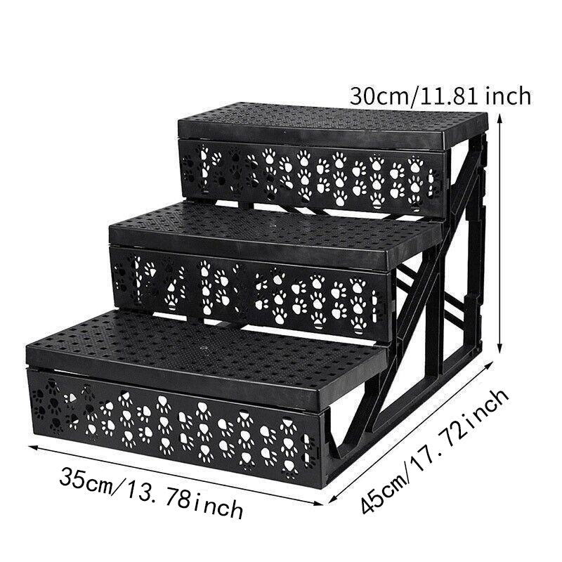 3 Steps Pet Stairs with Soft Cover for Small Dogs and Cats Portable Climbing Ramp