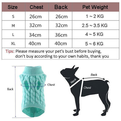 Puppy Dog Jumper Winter Warm Knitted Sweater Pet Clothes Small Dogs Coat Thermal S Size - Grey