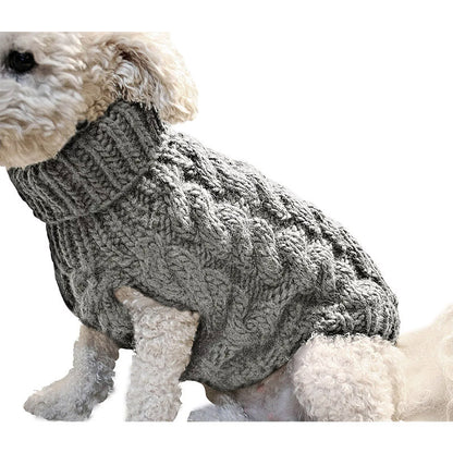 Puppy Dog Jumper Winter Warm Knitted Sweater Pet Clothes Small Dogs Coat Thermal S Size - Grey