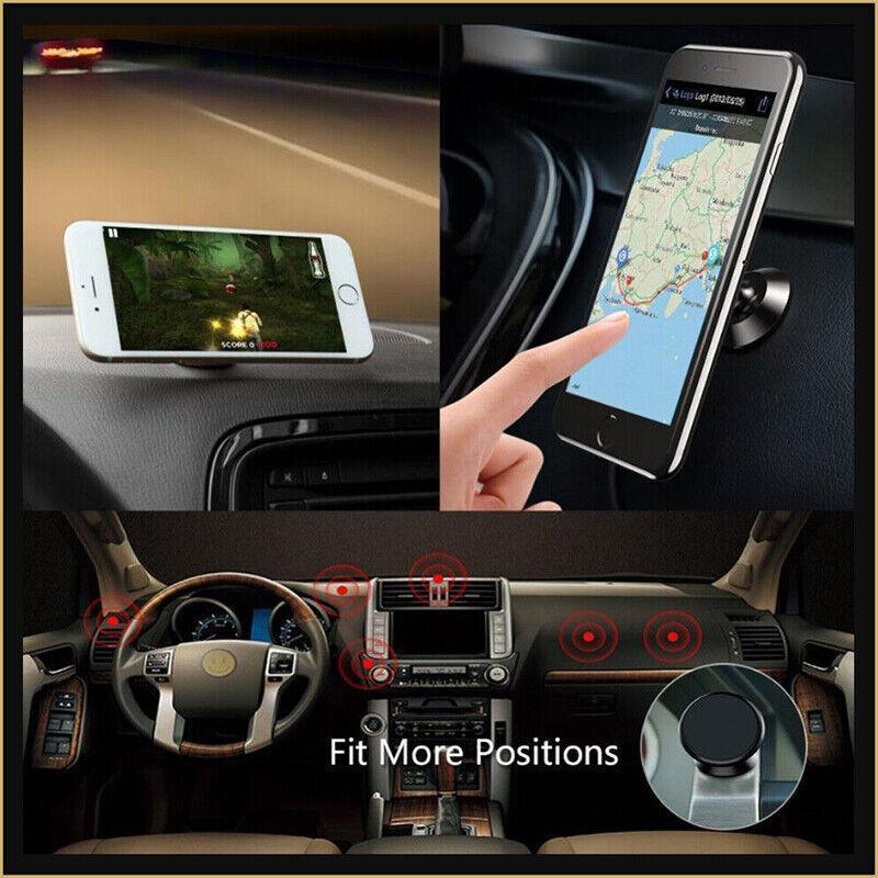 360 Degree Car Phone Holder Dashboard Mount Stand Cradle for Flat Surface - Gold