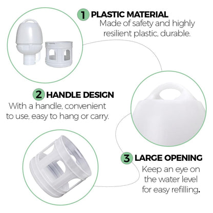 3L Pigeon Drinker White Plastic Drinking Pot Carrier Bird Water Dispenser Feeder