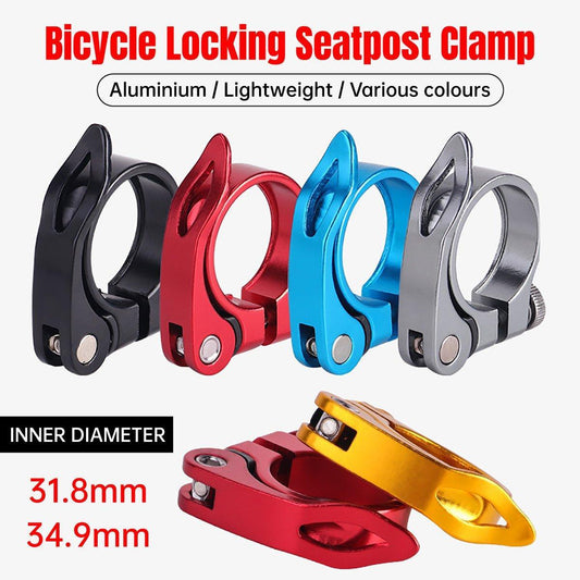 Quick Release Bicycle Seat Tube Clamp Multi Color Lever Lock Cycling Accessories - Silver-3-1