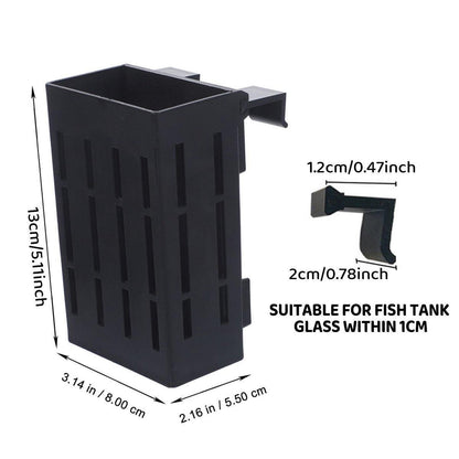 Hydroponic Plant Storage Rack Fish Tank Decoration Square Aquarium Basket Holder - Black