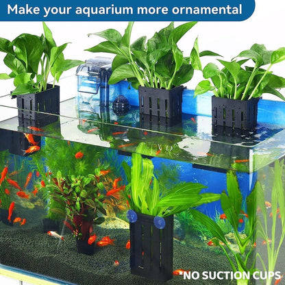 Hydroponic Plant Storage Rack Fish Tank Decoration Square Aquarium Basket Holder - White