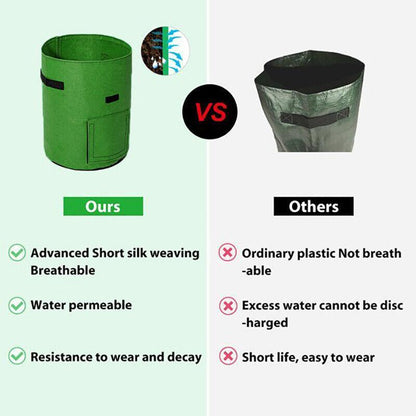 10 Gallon Potato Grow Planter Container Bag Pouch Root Plant Growing Pot Side Window - Green
