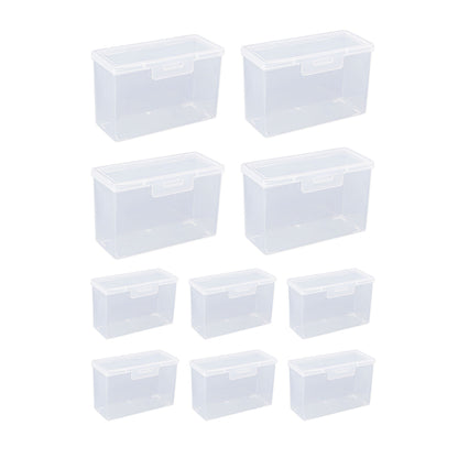 10PCS Card Storage Box Transparent Plastic Holder ID Business Card Organizer - Long And Tall