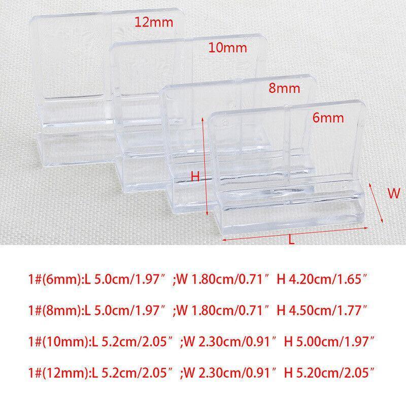 4Pcs Plastic Clips Glass Cover Support Holder Aquarium Fish Tank 6/8/10/12Mm New - 6MM