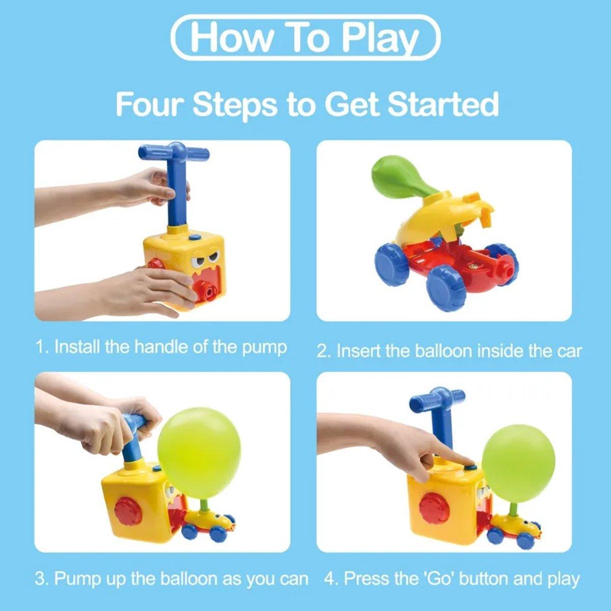 Kids Balloon Powered Car Toy Air Pump Racer Launcher Fun Vehicle Pump Toys - Black Bird