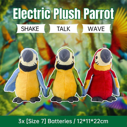 Interactive Talking Electric Plush Parrot for Early Learning and Entertainment - Blue