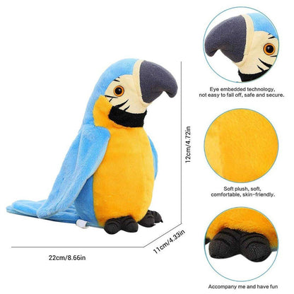 Interactive Talking Electric Plush Parrot for Early Learning and Entertainment - Blue