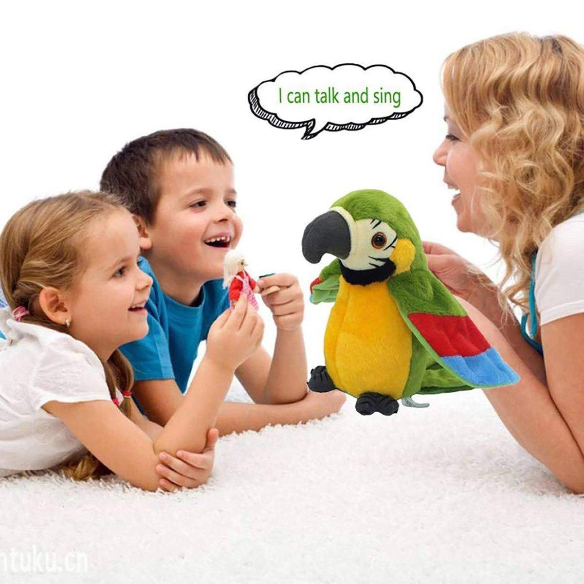 Interactive Talking Electric Plush Parrot for Early Learning and Entertainment - Blue