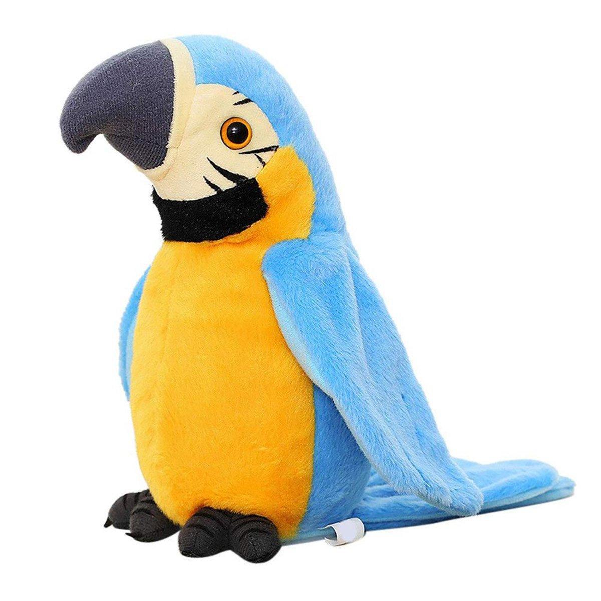 Interactive Talking Electric Plush Parrot for Early Learning and Entertainment - Blue
