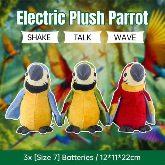 Interactive Talking Electric Plush Parrot for Early Learning and Entertainment - Red