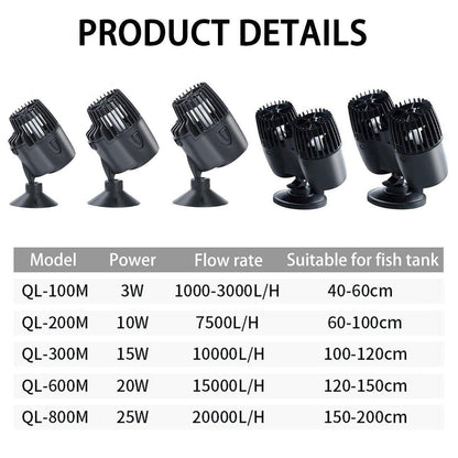 Aquarium Wave Maker Fish Tank Water Circulation Pump Powerhead with Suction Cup - 200M 10W
