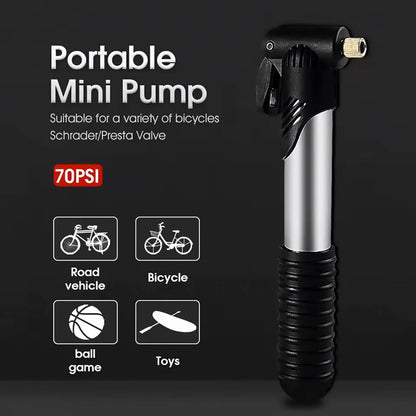 Aluminium Mini Bicycle Air Pump Bike Hand Ball Inflator Portable Cycling Tyre