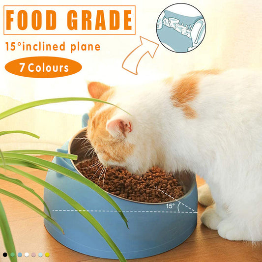 Pet Dog Cat Food Bowl Raised No Slip Stainless Steel Tilted Water Food Feeder - Matcha Green