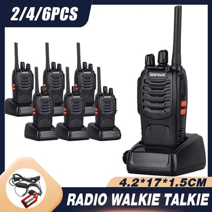2-6X Bf-88E Two Way Radio Walkie Talkie Uhf 400-470Mhz Handheld and Earbuds - 2 PCS