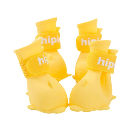 4pcs Cartoon Pet Rain Boots Waterproof Non-Slip Wear-Resistant Shoes for Dogs - Blue - M